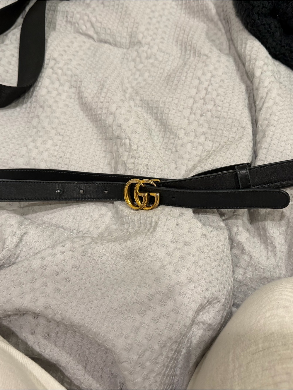Gucci Black Leather Belt with Gold Double-G Buckle